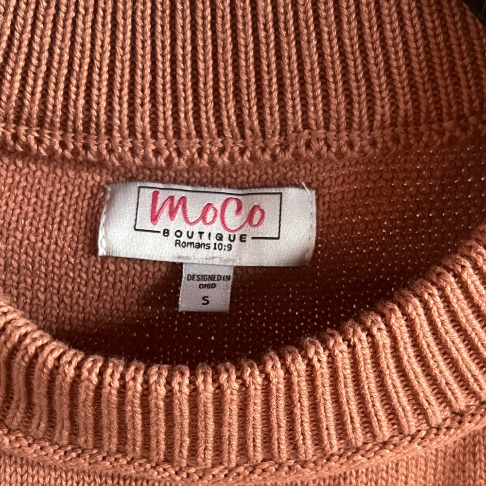 POL Rust Orange Sweater with Pocket - Picture 2 of 4